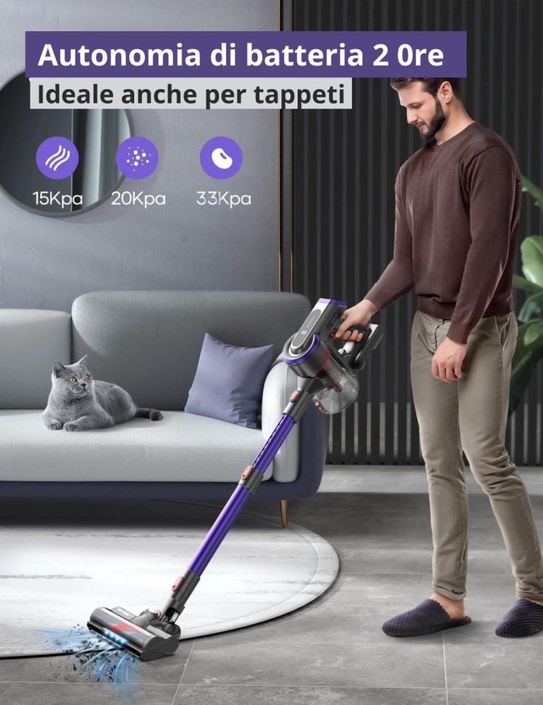 TurboClean 3X - ASPIRA POLVERE senza fili a tripla potenza ciclonica - SCONTO 50% - SPEDIZIONE GRATUITA